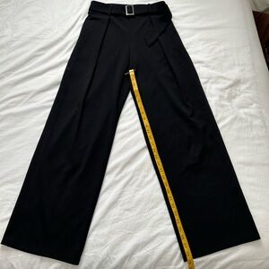 Black Wide-Leg Trousers with Belt